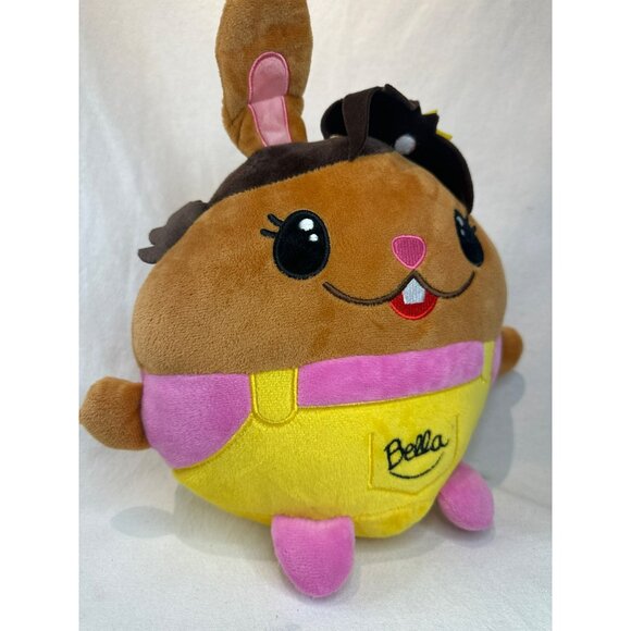 Fiesta Bella Plush Bunny Toy Yellow & Pink Overalls 10" Soft Stuffed Animal - Picture 3 of 6